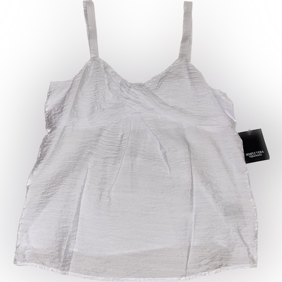 Simply Vera Vera Wang Twist-Front Tank, white, size medium. - Picture 2 of 7